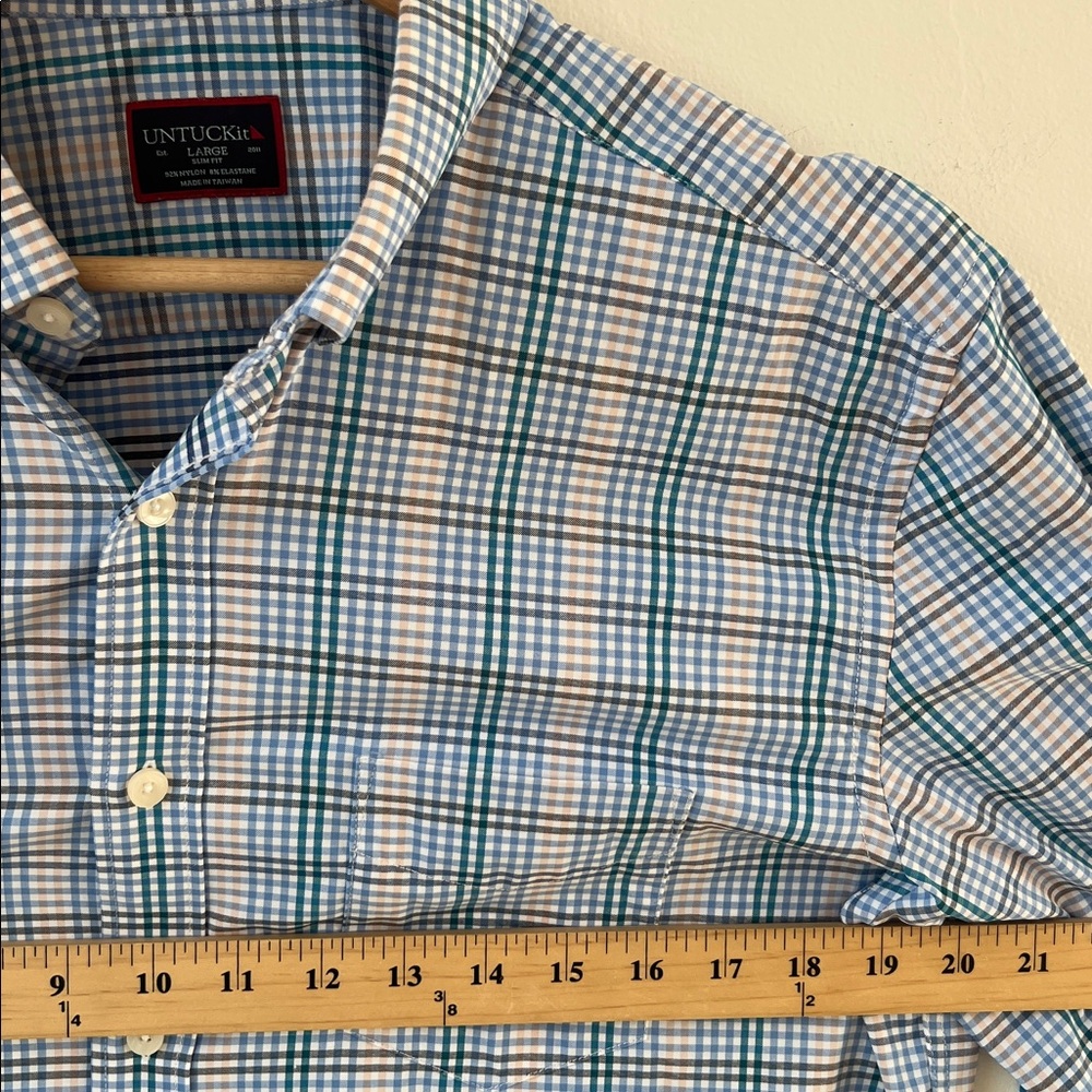 UNTUCKit Men's Scansano Gingham Button Down Performance Shirt Large Like New - Picture 7 of 9